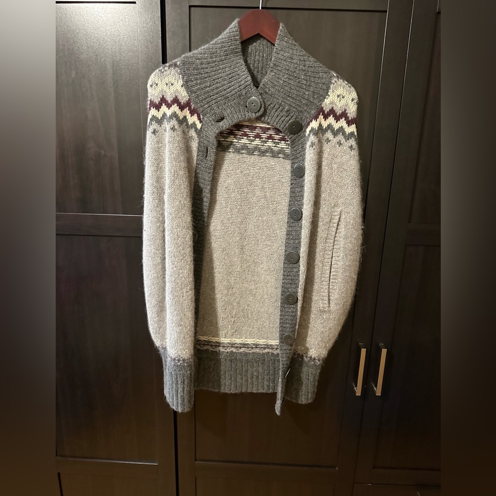 WAREHOUSE Fair Isle Sleeveless Poncho Cardigan – Size S - 70% Wool - Picture 4 of 10